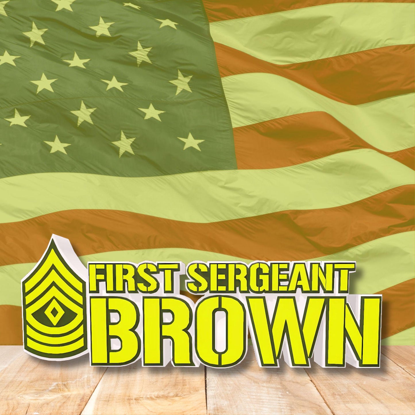 Personalized Army First Sergeant Rank Plaque, 1SG Desk Name Plate