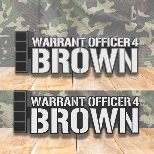 ARMY Warrant Officer 4 Desk Name Plate, CW4 Desk Plaque