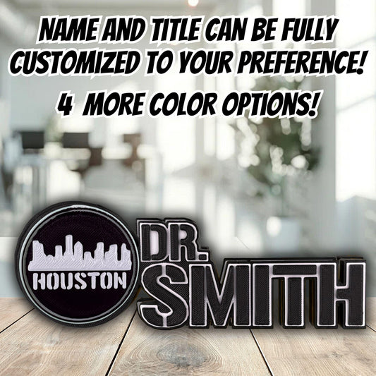 Personalized Houston Skyline Desk Name Plate, Teacher Signs, Custom Desk Gift
