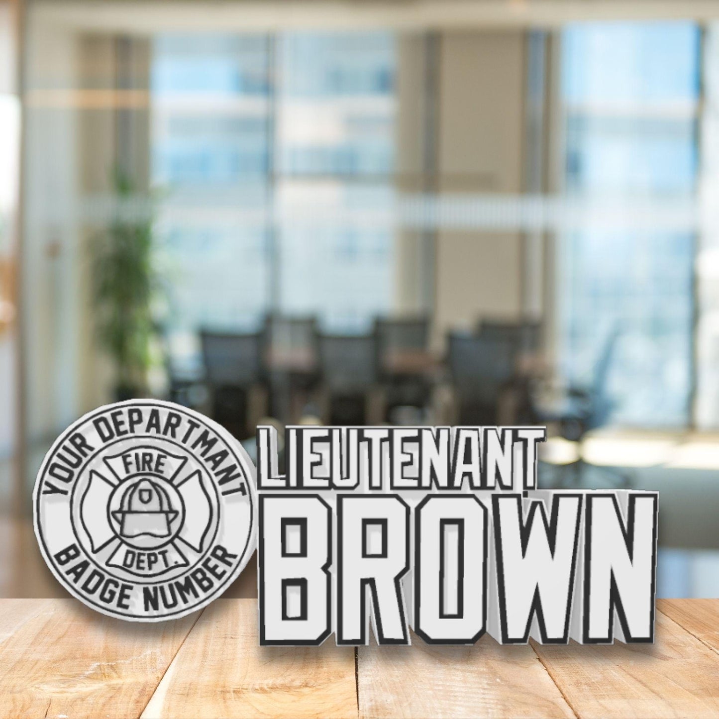 Personalized Firefighter Lieutenant Desk Name Plate: Custom Fire Department Gift