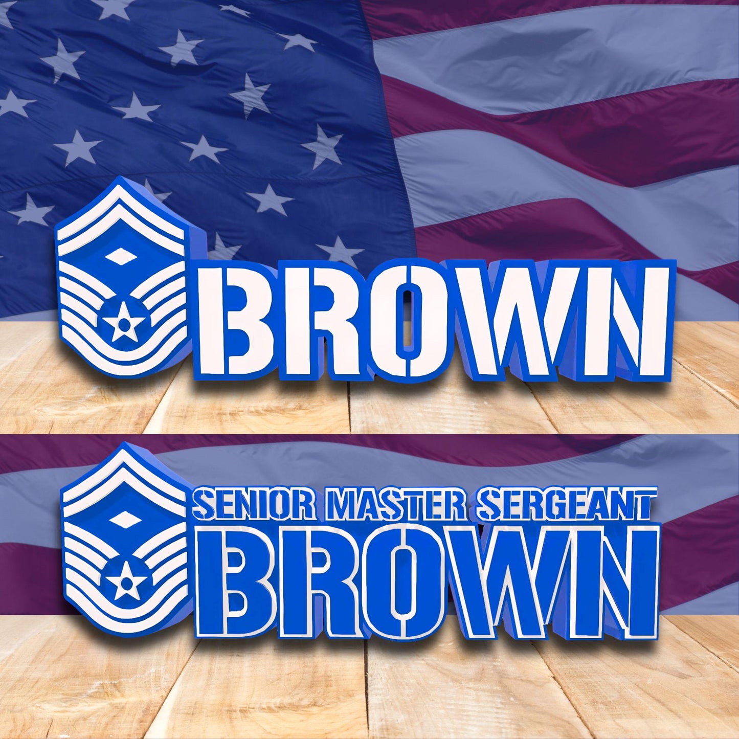 Personalized USAF First Sergeant E8 Desk Name Plate, Military Retirement Gift