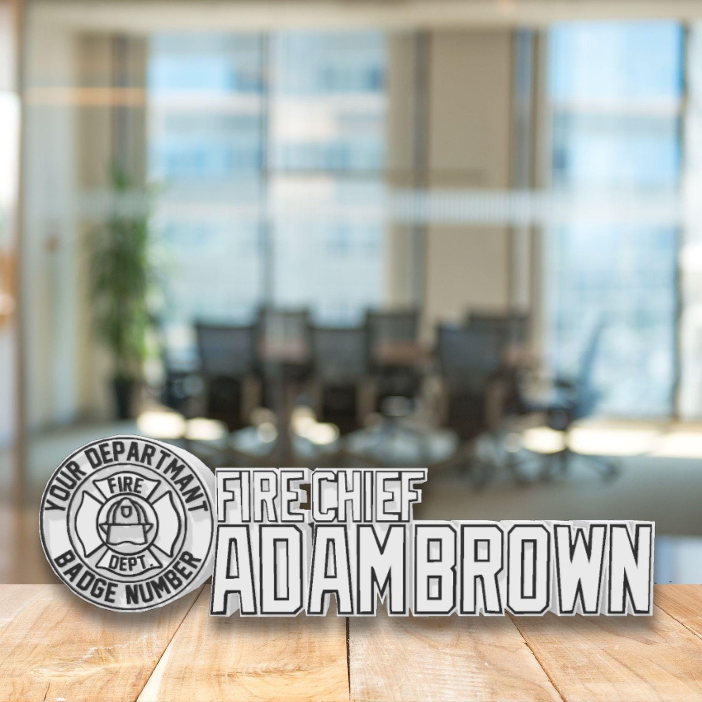 Personalized Fire Chief Desk Name Plate: Custom Fire Department Gift