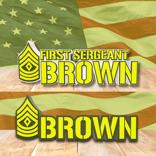 Personalized Army First Sergeant Rank Plaque, 1SG Desk Name Plate