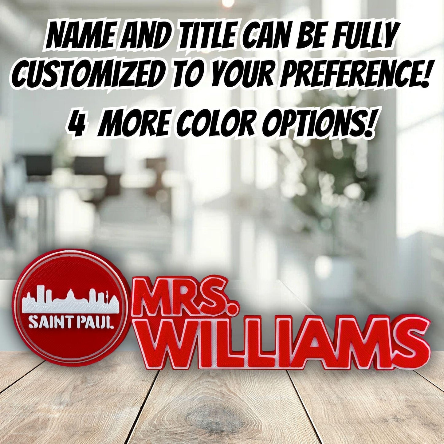 Personalized Saint Paul Skyline Desk Name Plate, Phd Graduation Gift, Office Accessory