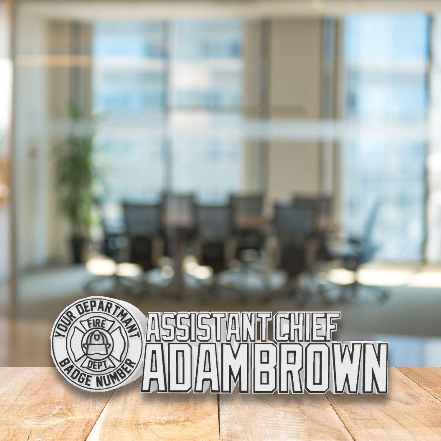 Assistant Chief Desk Name Plate Personalized, Firefighter Graduation Gift, Fire Department Decoration