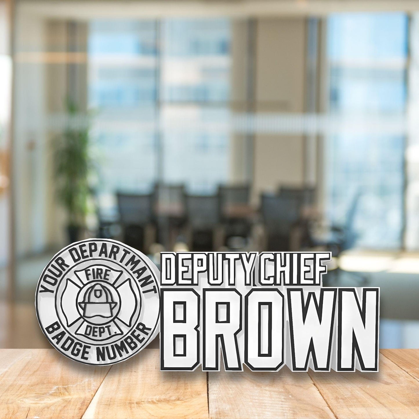 Personalized Deputy Chief Firefighter Desk Name Plate: Fire Department Gift