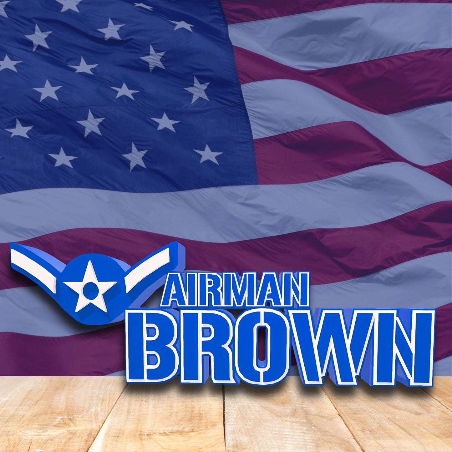 Personalized USAF Airman Rank Desk Plaque, Amn Desk Name Plate, Promotion Gift