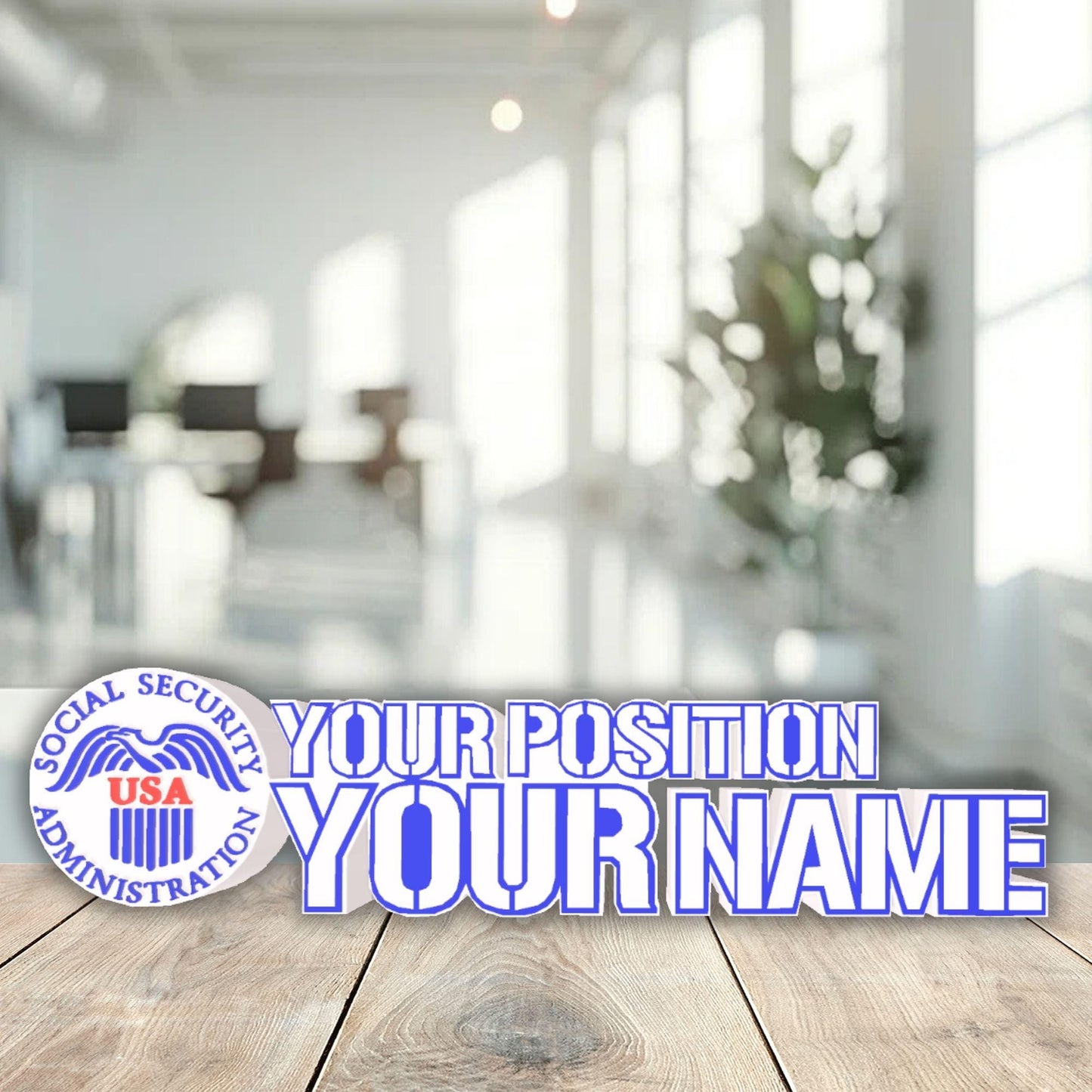 Personalized Social Security Administration Desk Name Plate, SSA Plaque, Boss Desk Decor