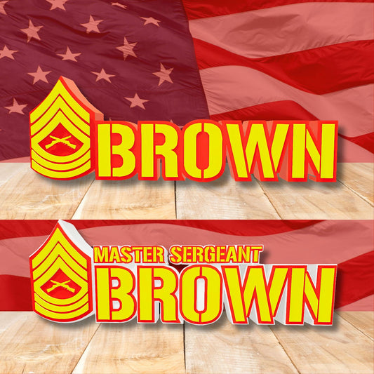 Personalized MSgt Desk Name Plate, Master Sergeant Rank Plaque, Marines Gift