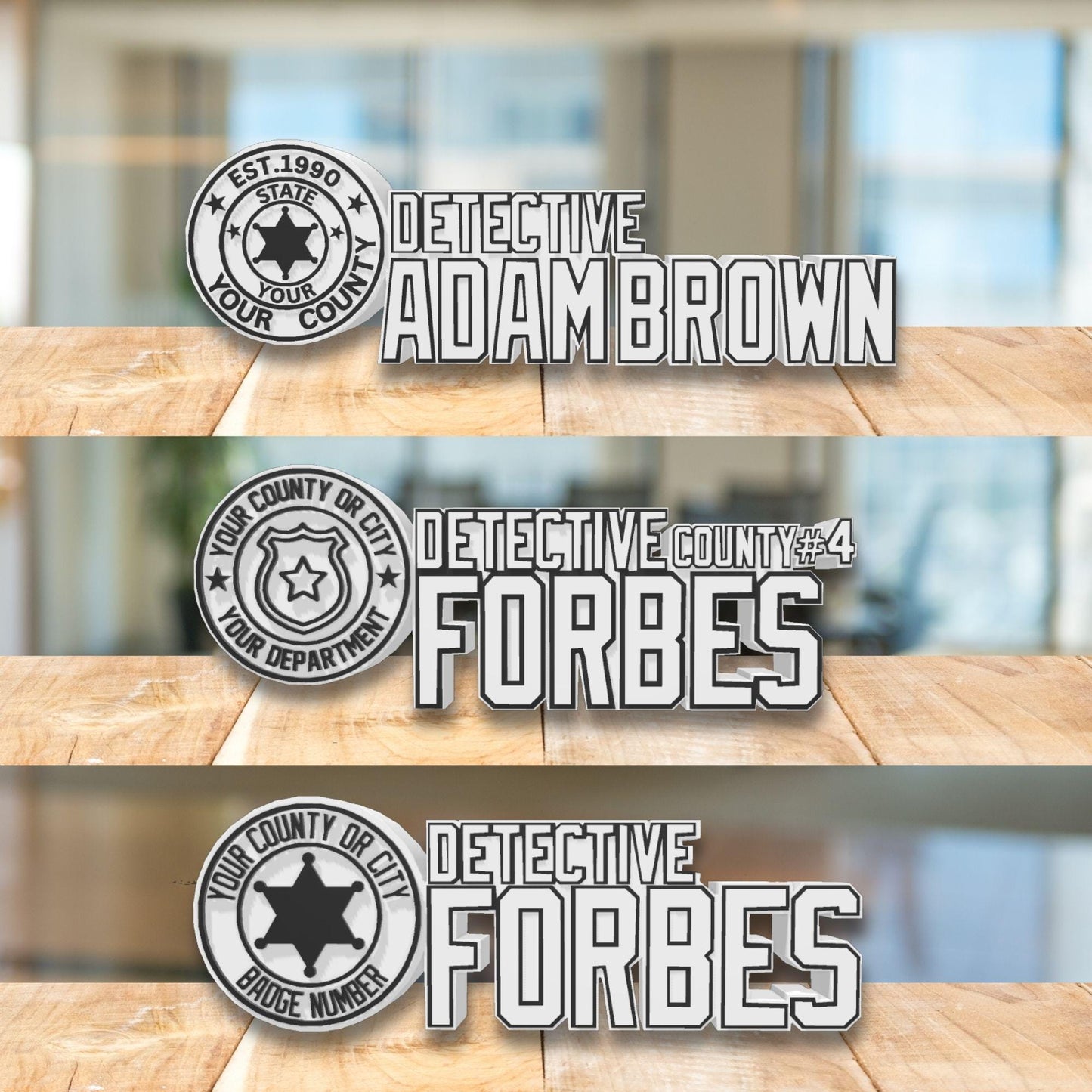 Personalized Detective Desk Name Plate: Custom Police Officer Gift