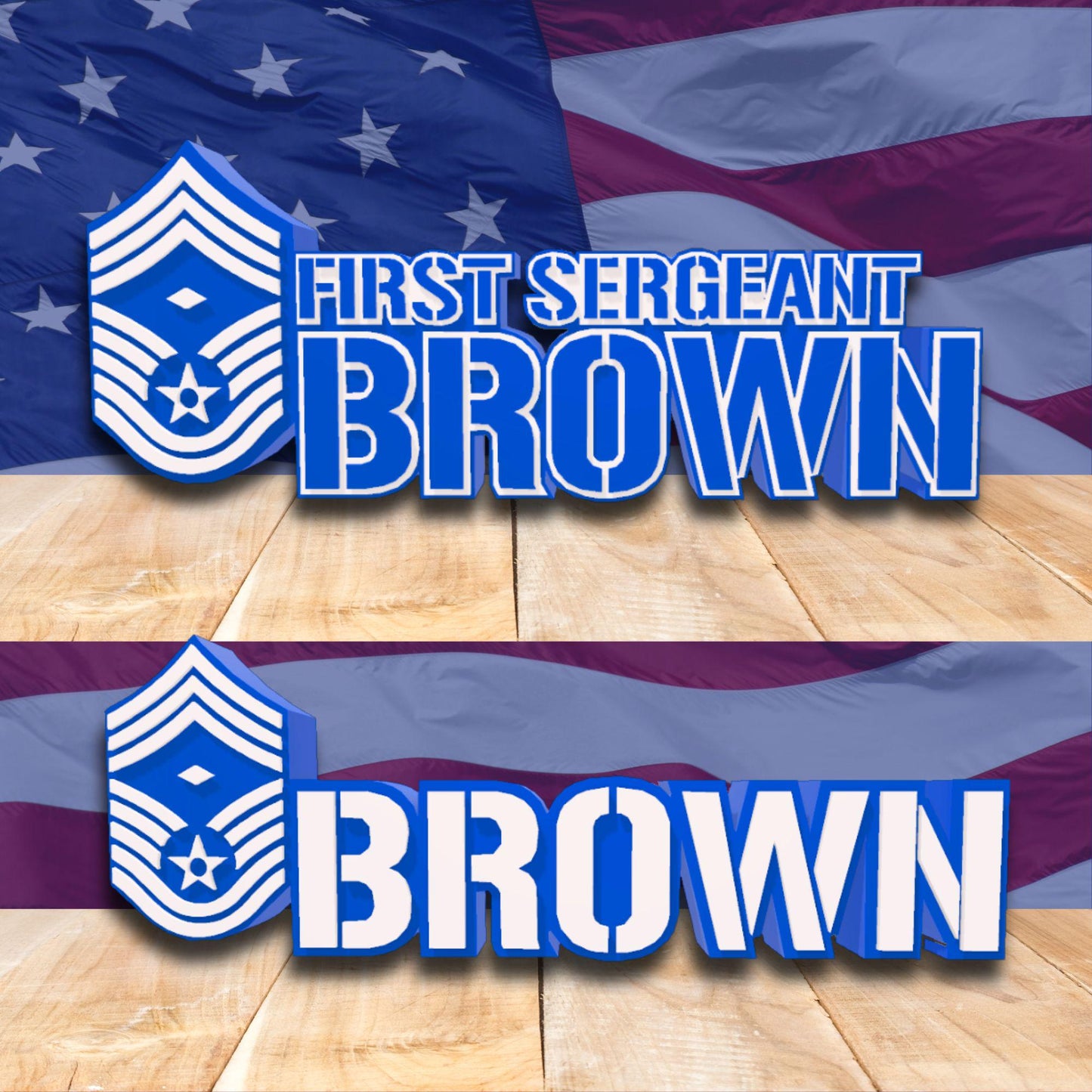 Personalized USAF First Sergeant E-9 Desk Name Plate, Military Retirement Gift, Promotion Gift