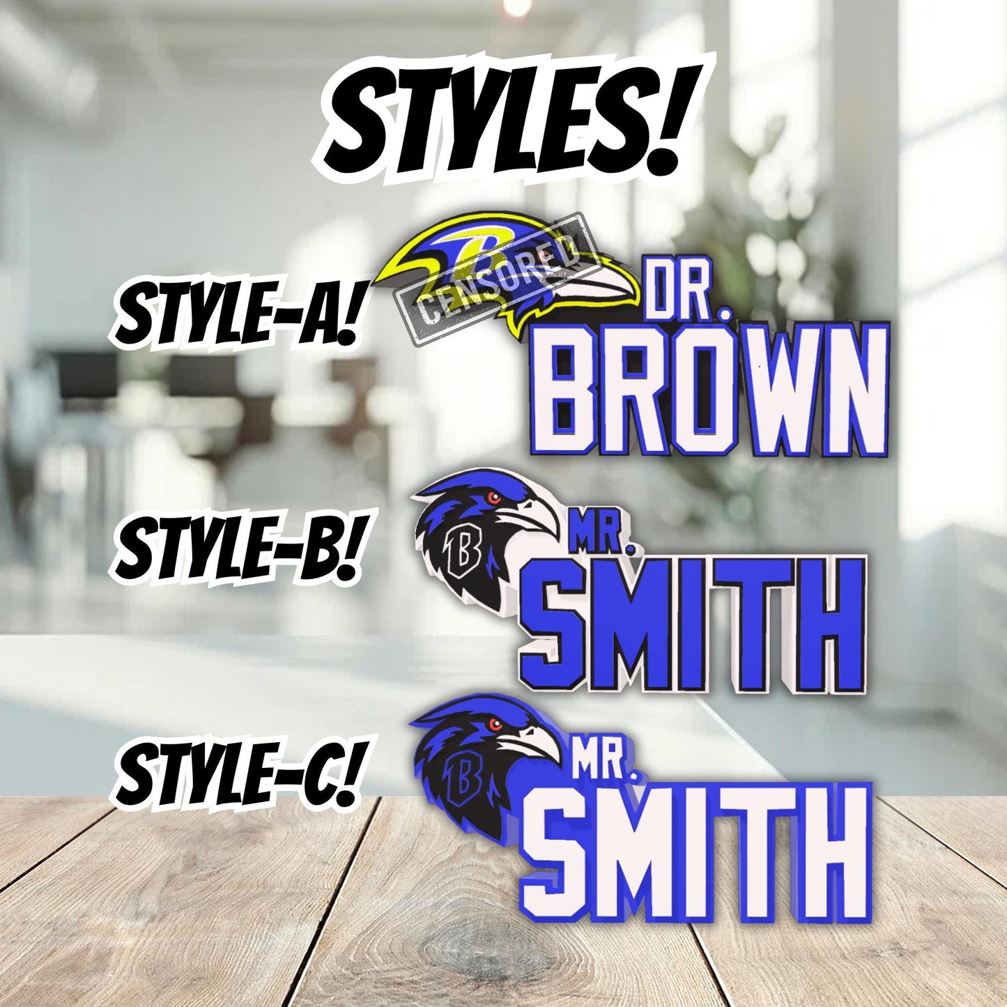 Personalized Baltimore Ravens Desk Name Plate, Gift for Teacher, Name Plaque