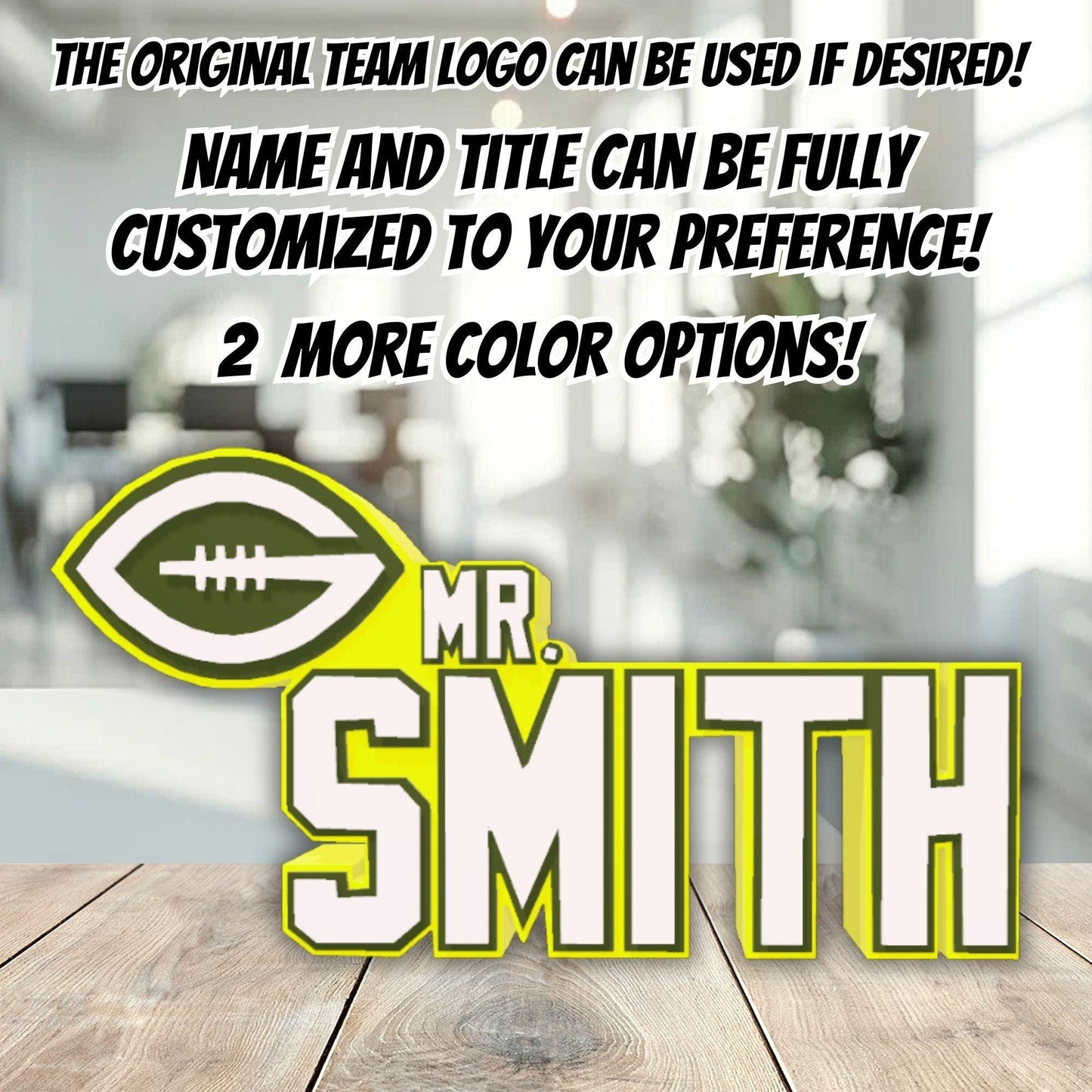 Personalized Green Bay Packers Desk Name Plate, Coworker Gift, Teacher Name Plaque