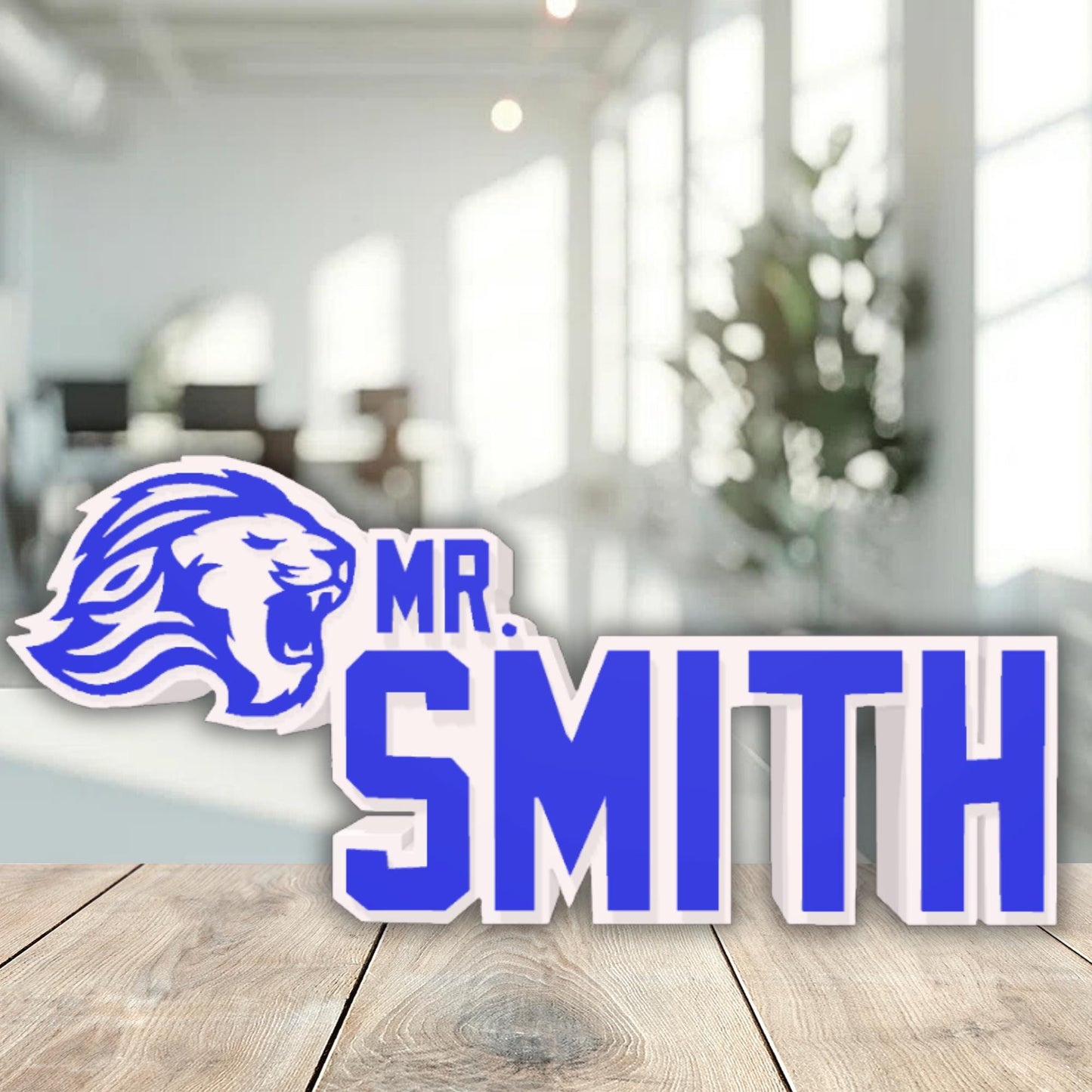 Personalized Detroit Lions Desk Name Plate, Desktop Nameplate, Teacher Name Stand