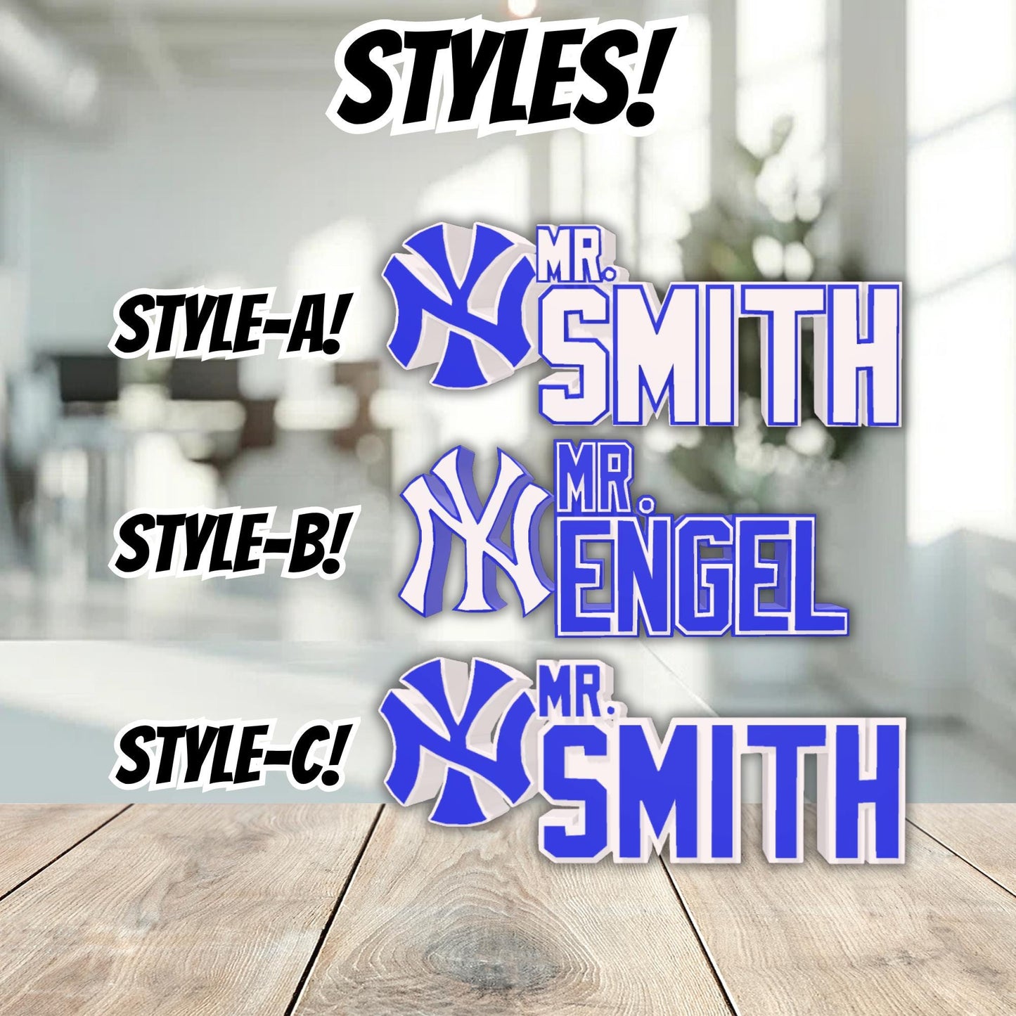 Personalized New York Yankees Desk Name Plate, Office Decoration, Teacher Appreciation gift