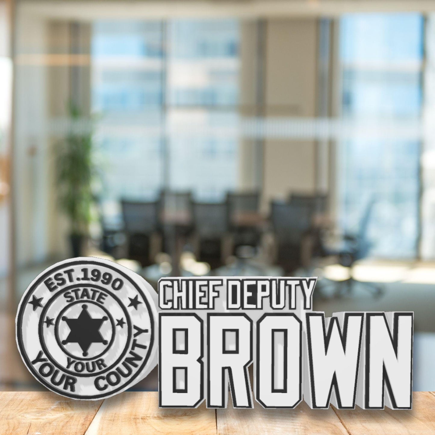 Personalized Deputy Chief Desk Name Plate: Law Enforcement Gift