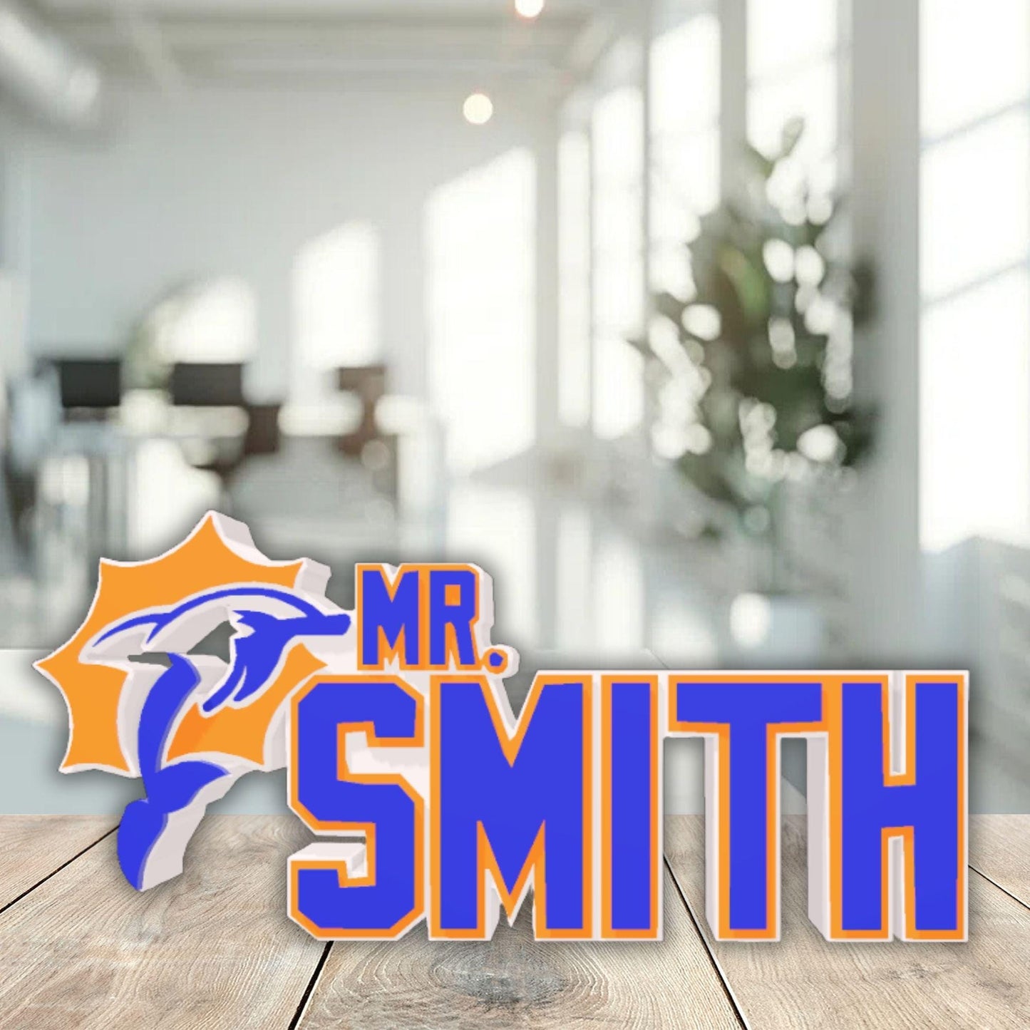 Personalized Miami Dolphins Desk Name Plate, Teacher Name Plaque