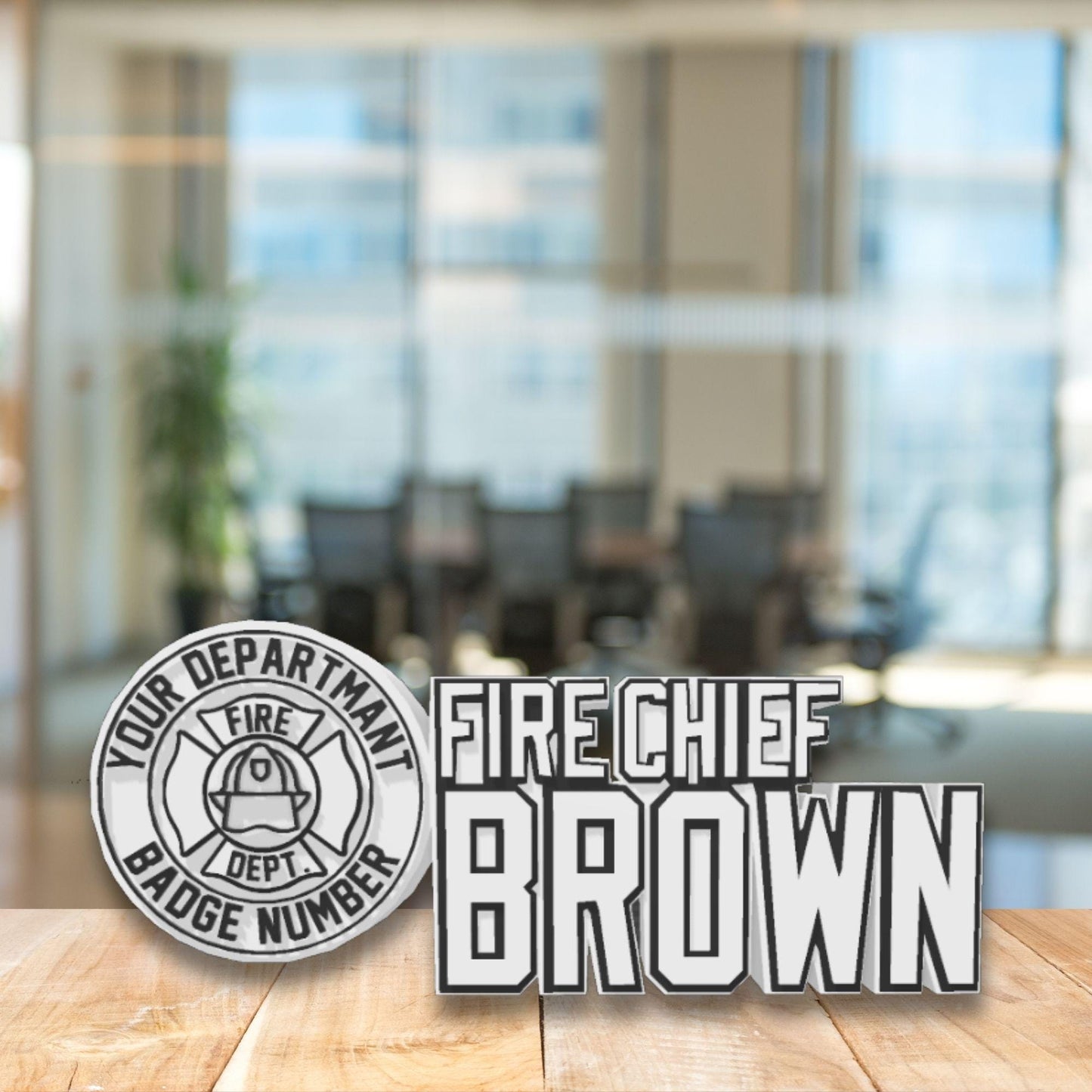 Personalized Fire Chief Desk Name Plate: Custom Fire Department Gift