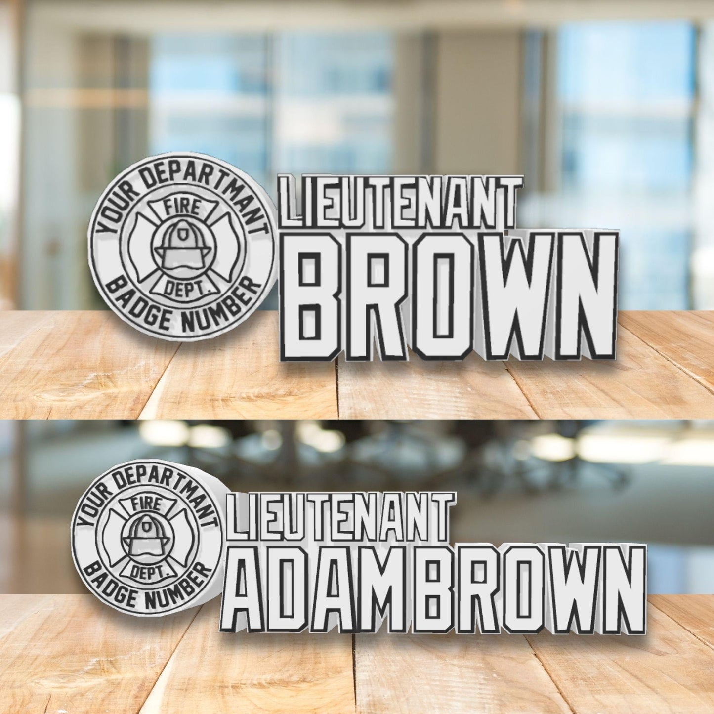 Personalized Firefighter Lieutenant Desk Name Plate: Custom Fire Department Gift