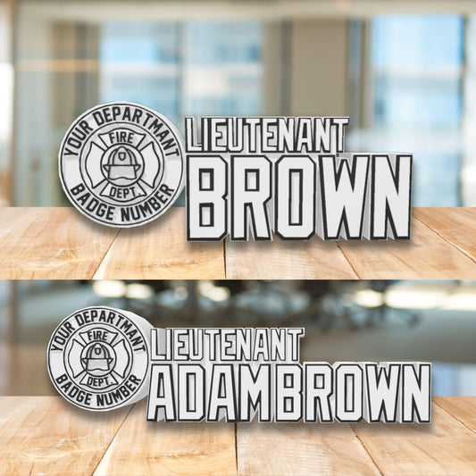 Personalized Firefighter Lieutenant Desk Name Plate: Custom Fire Department Gift
