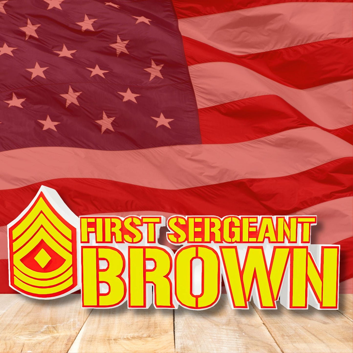 Personalized USMC First Sergeant Rank Plaque, 1Sgt Desk Name Plate, Marines Gift