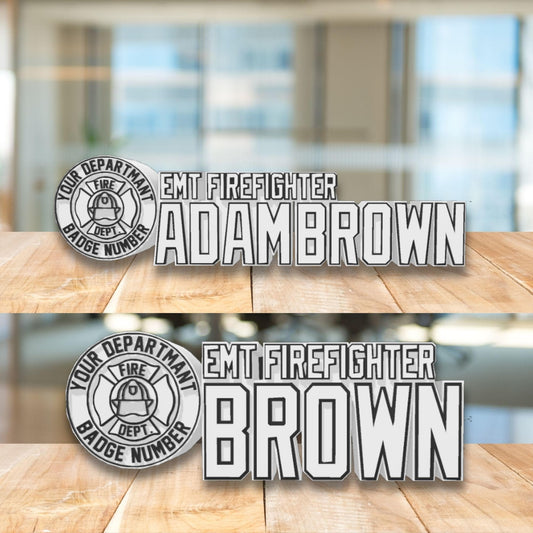 Personalized EMT Firefighter Desk Name Plate: Fire Department Plaque