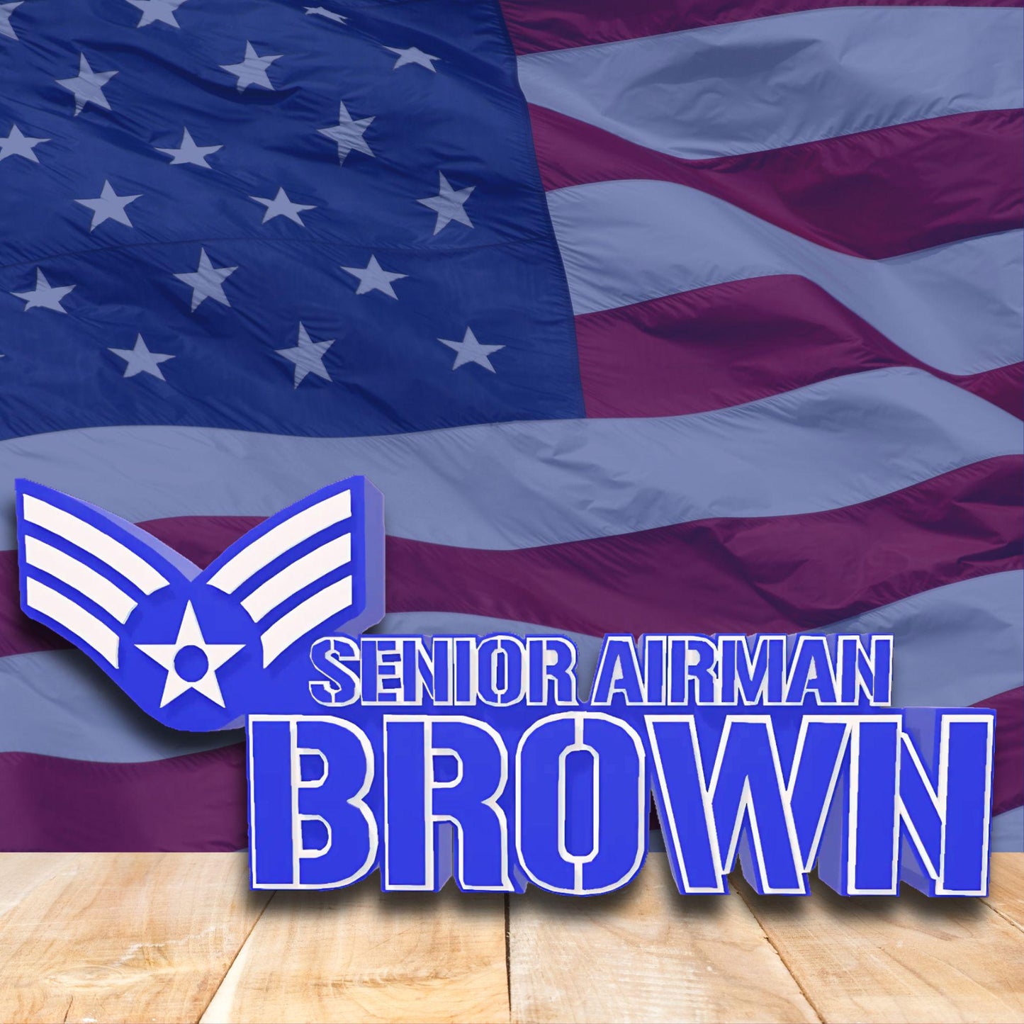 Personalized Senior Airman Rank Plaque, Military Desk Name Plate, USAF Gift