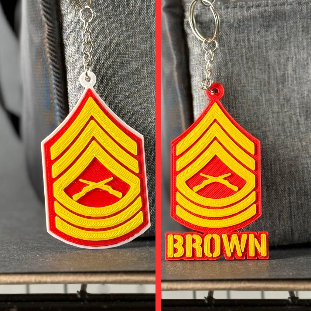 Personalized USMC Master Sergeant Keychain