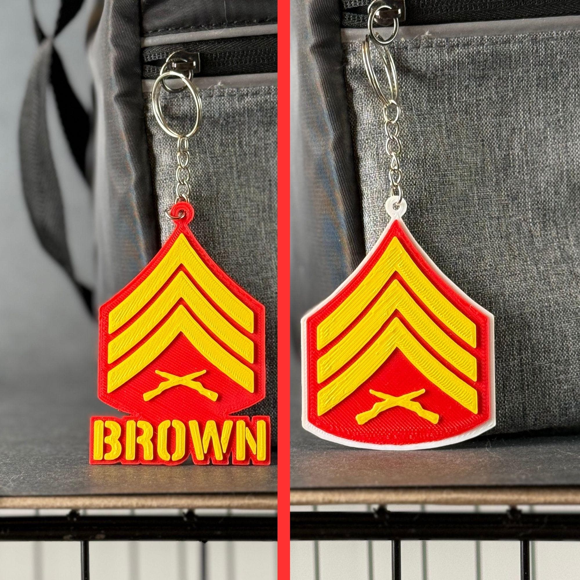Personalized Marines Sergeant Rank Keychain