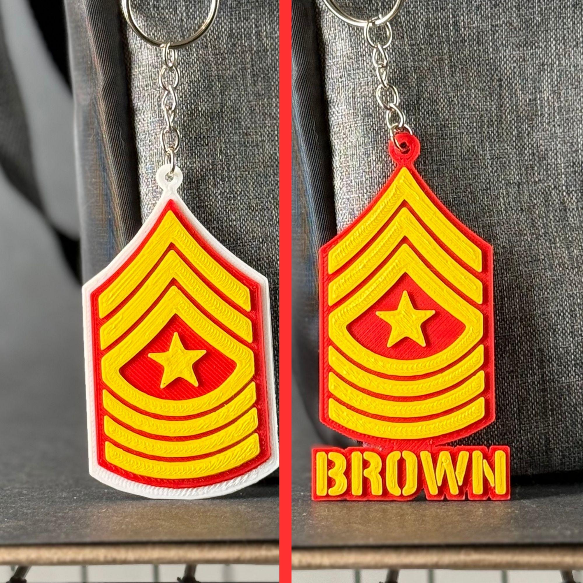 Personalized Sergeant Major Keychain