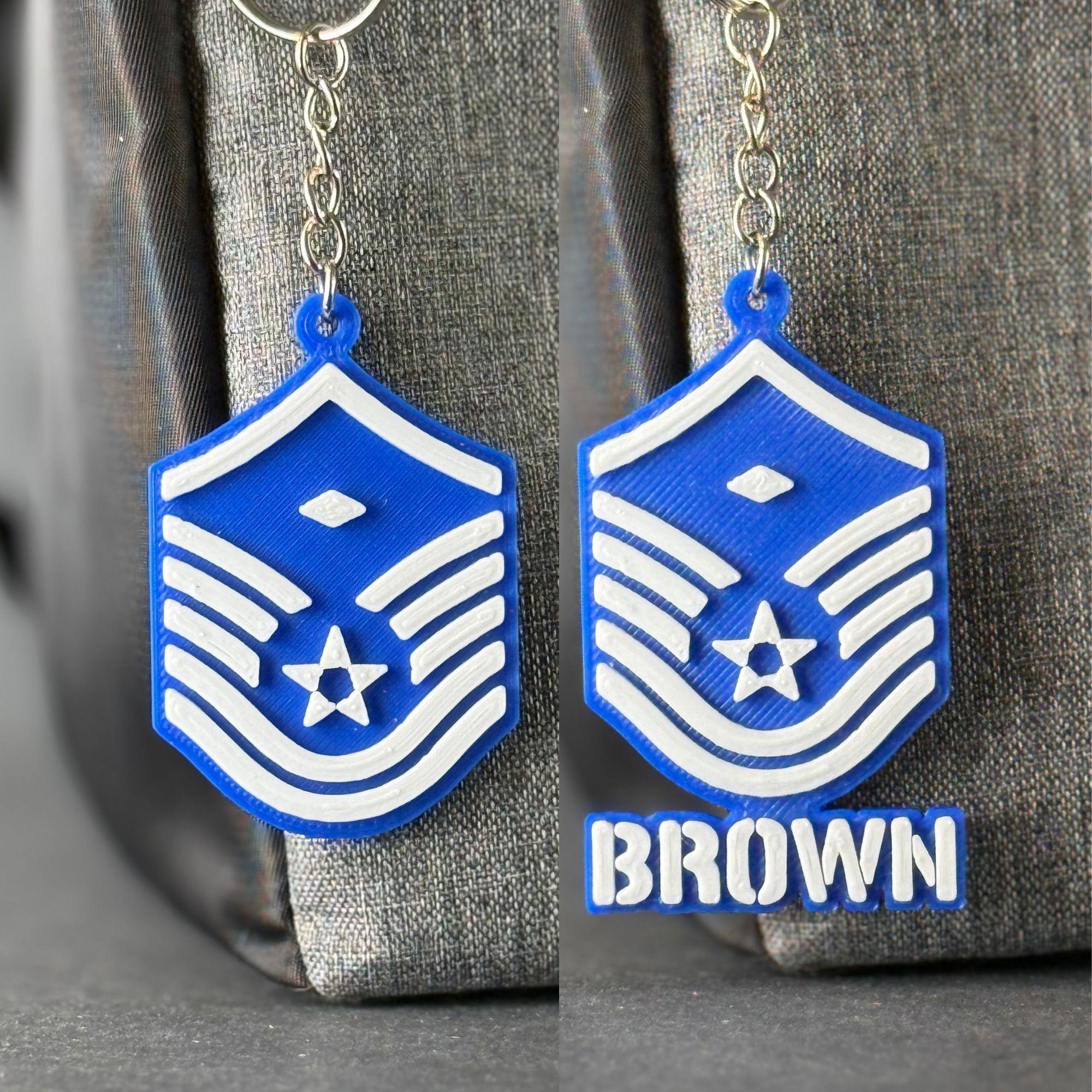 Personalized First Sergeant E7 Rank Keychain
