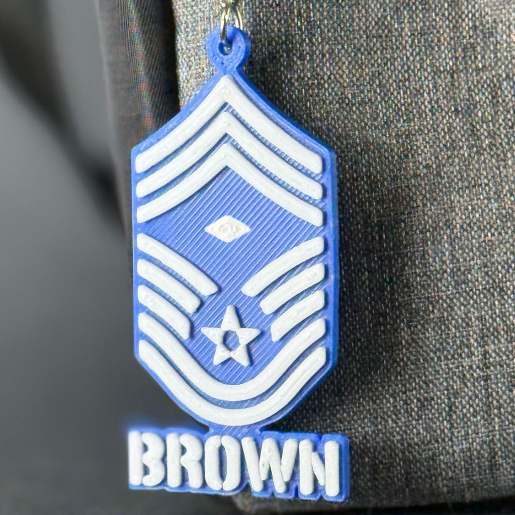 Personalized USAF First Sergeant E-9 Keychain