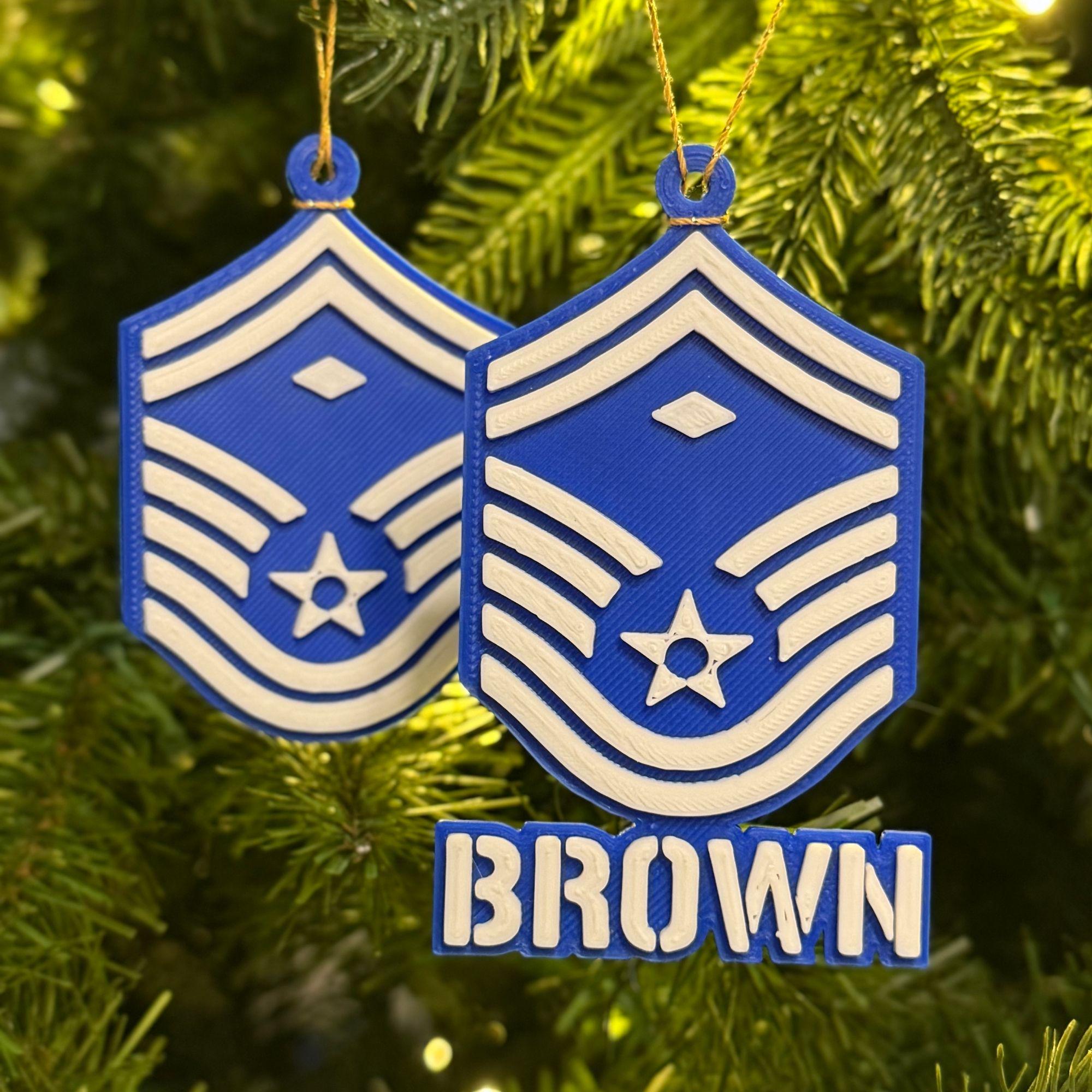 Personalized Air Force First Sergeant E-8 Ornament