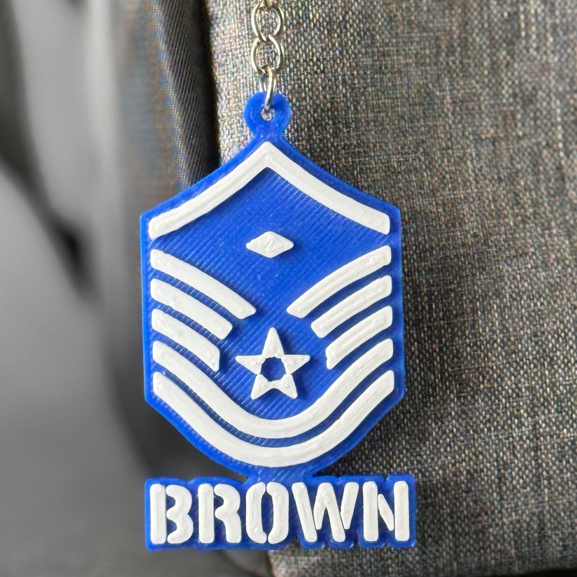 Personalized First Sergeant E7 Rank Keychain