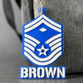 Personalized USAF First Sergeant E-8 Rank Keychain