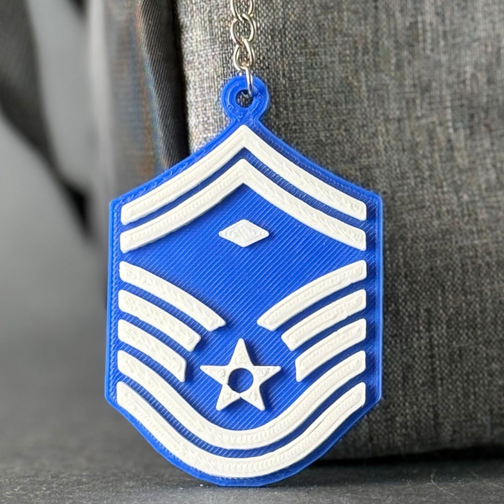 Personalized USAF First Sergeant E-8 Rank Keychain
