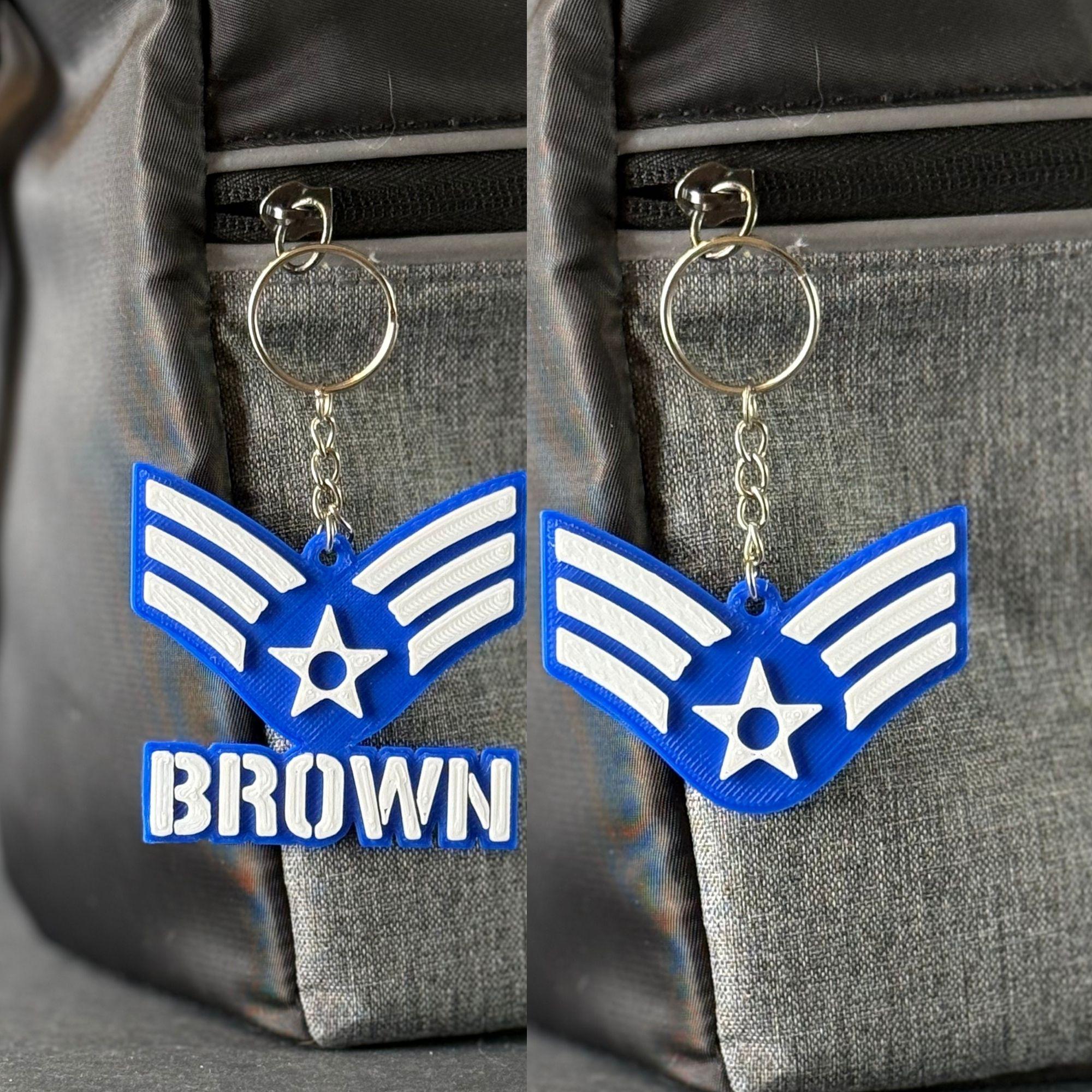Personalized USAF Senior Airman Keychain