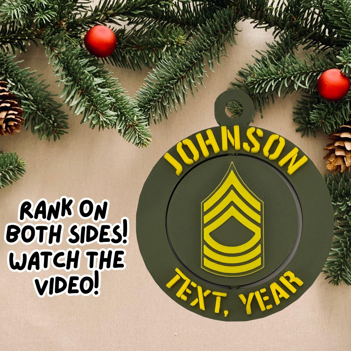 Personalized Army Master Sergeant Ornament, Master Sergeant Ornament, Army Promotion, MSG Ornament, Army Rank Ornament, son army gift