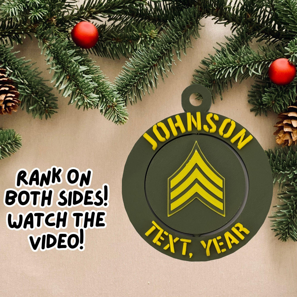 Personalized Army Sergeant Ornament, Sergeant Ornament, Army Promotion, SGT Ornament, Army Rank Ornament, Graduation Gift for Army Gift Idea