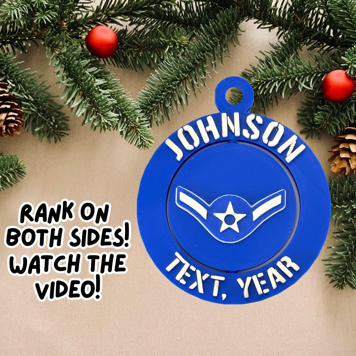 Personalized Air Force Airman Ornament,  Airman Ornament, Airforce Promotion, Amn Ornament, Airforce Rank Ornament, Air Force retirement