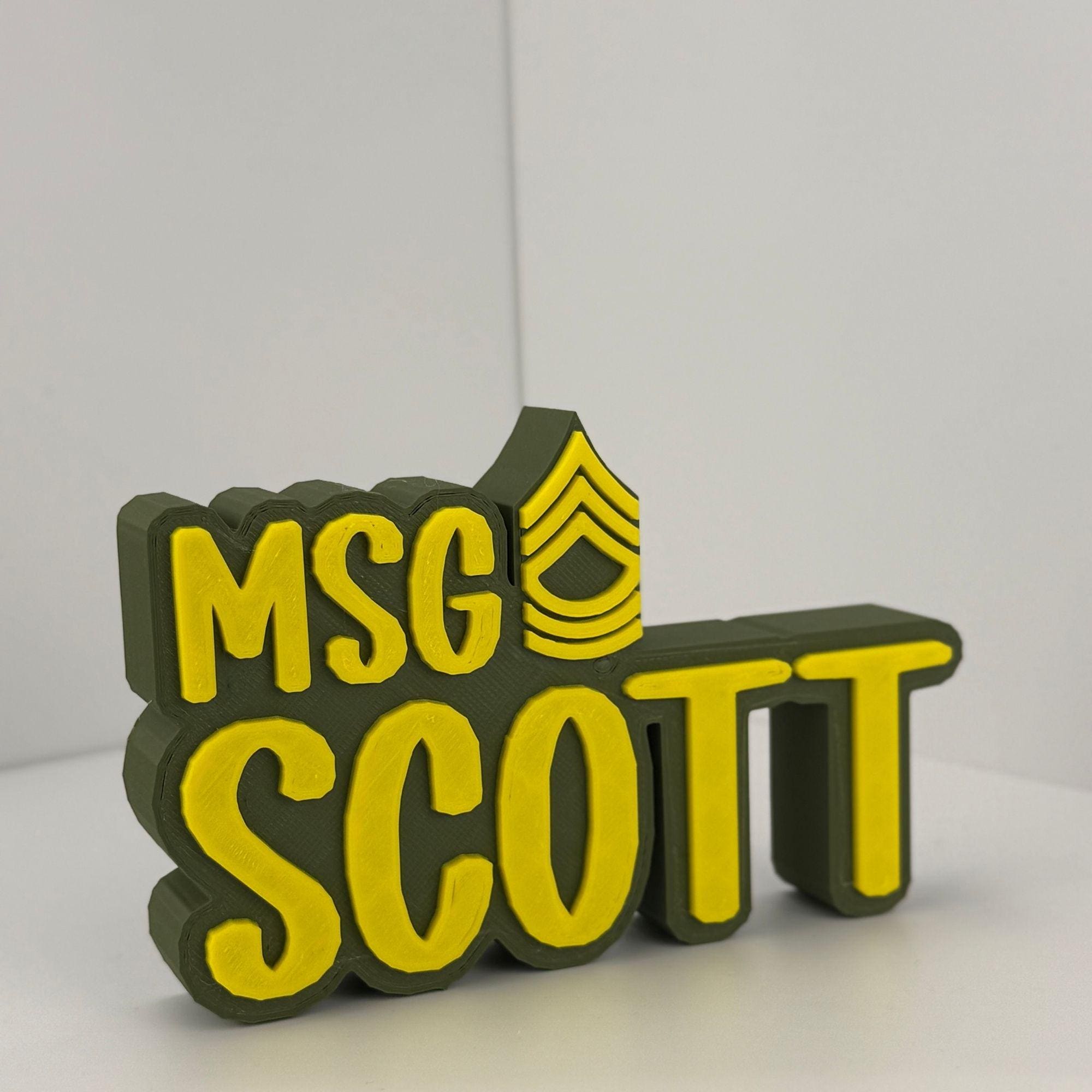 Personalized Army Master Sergeant Desk Name Plate