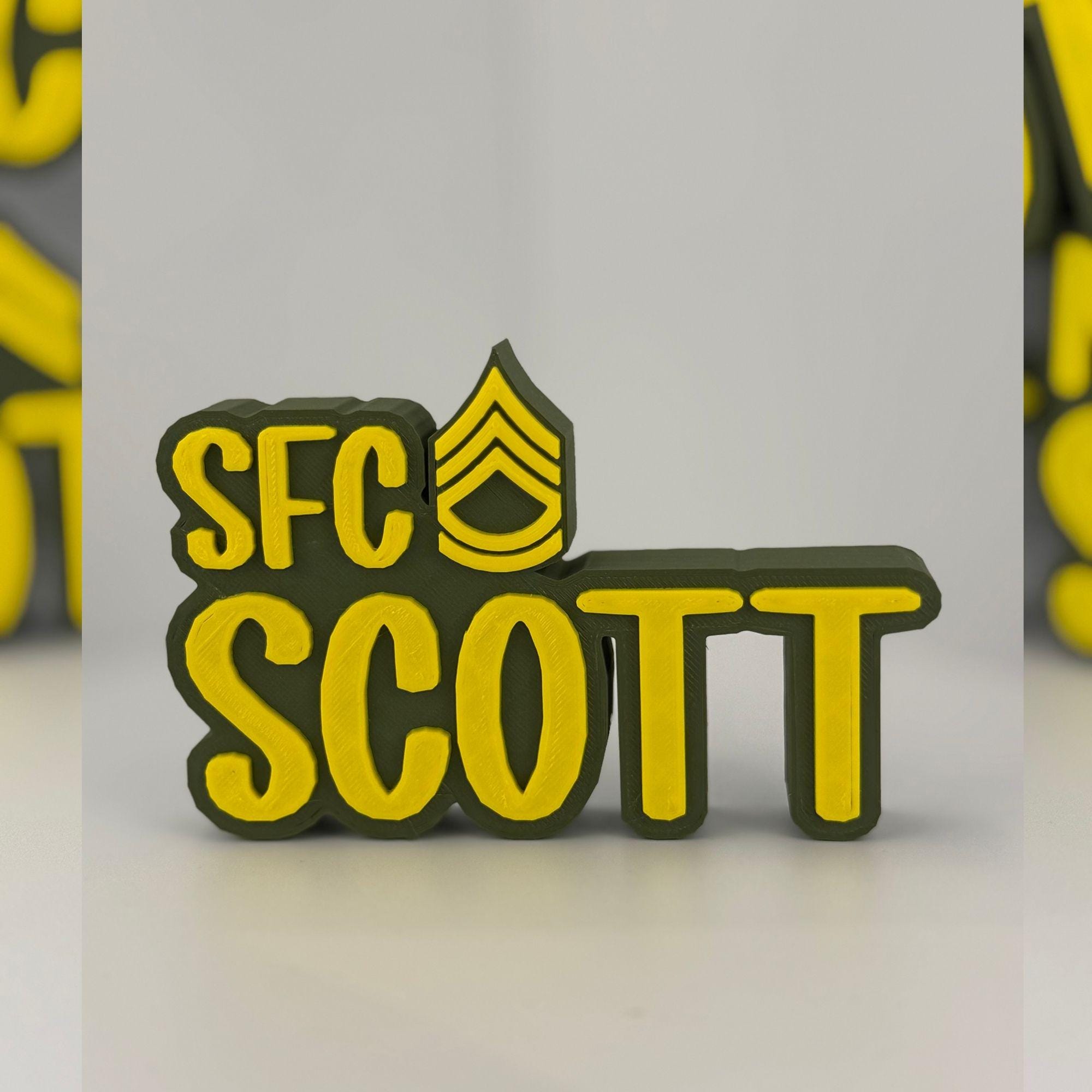 Personalized Army Sergeant First Class Desk Name Plate