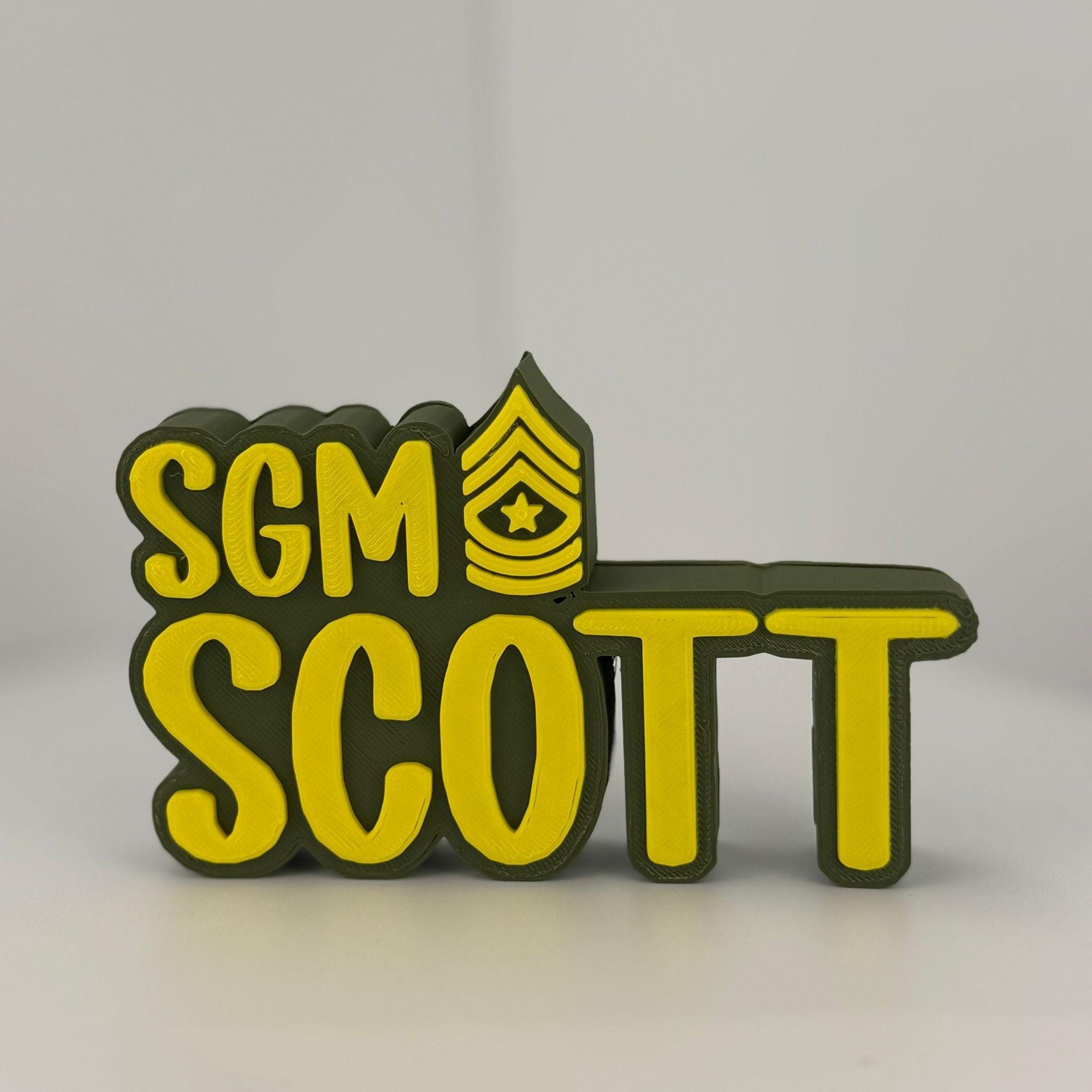 Personalized Army Sergeant Major Desk Name Plate