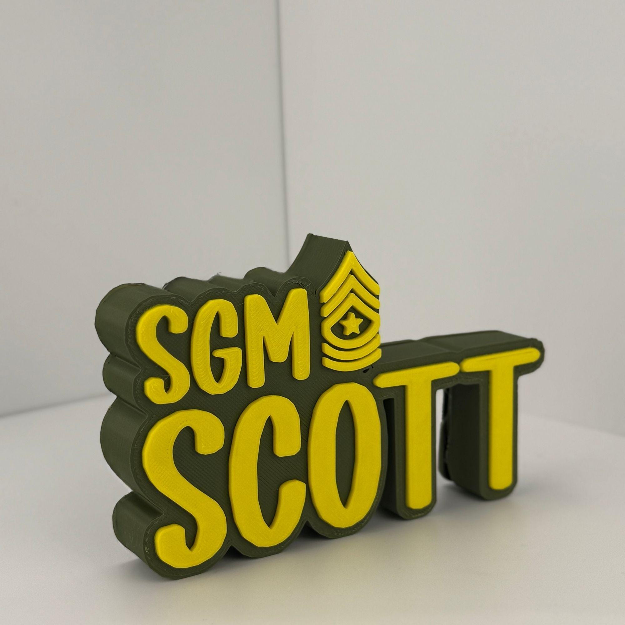 Personalized Army Sergeant Major Desk Name Plate
