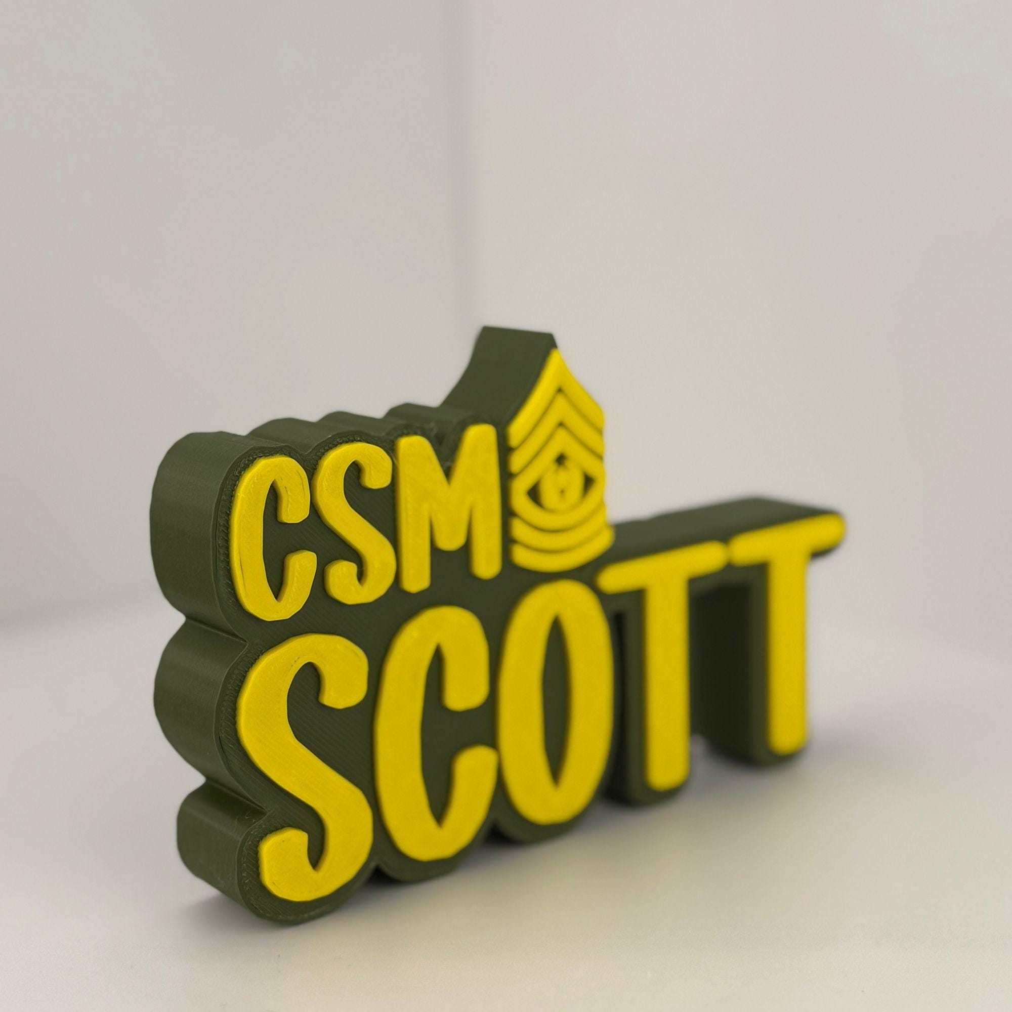 Personalized Army Command Sergeant Major Desk Name Plate