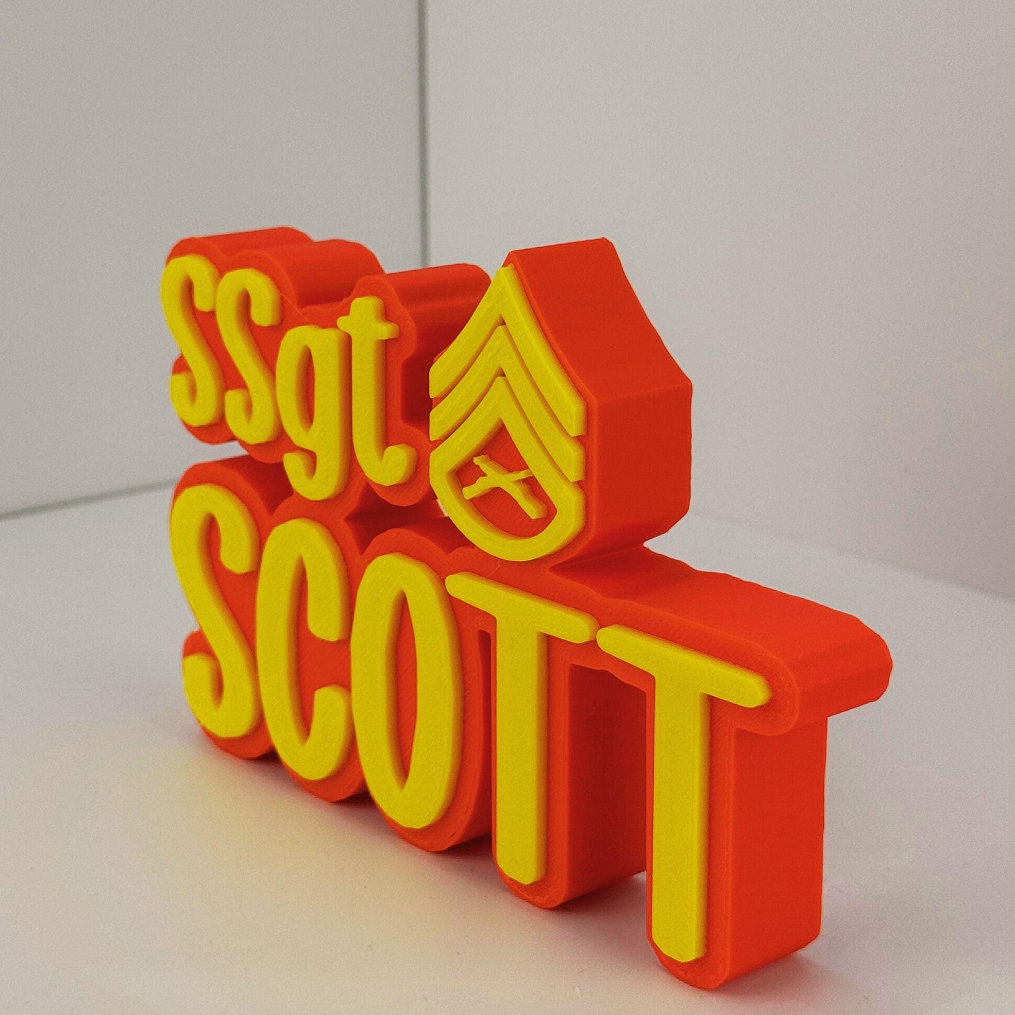 Personalized Marines Staff Sergeant Desk Name Plate