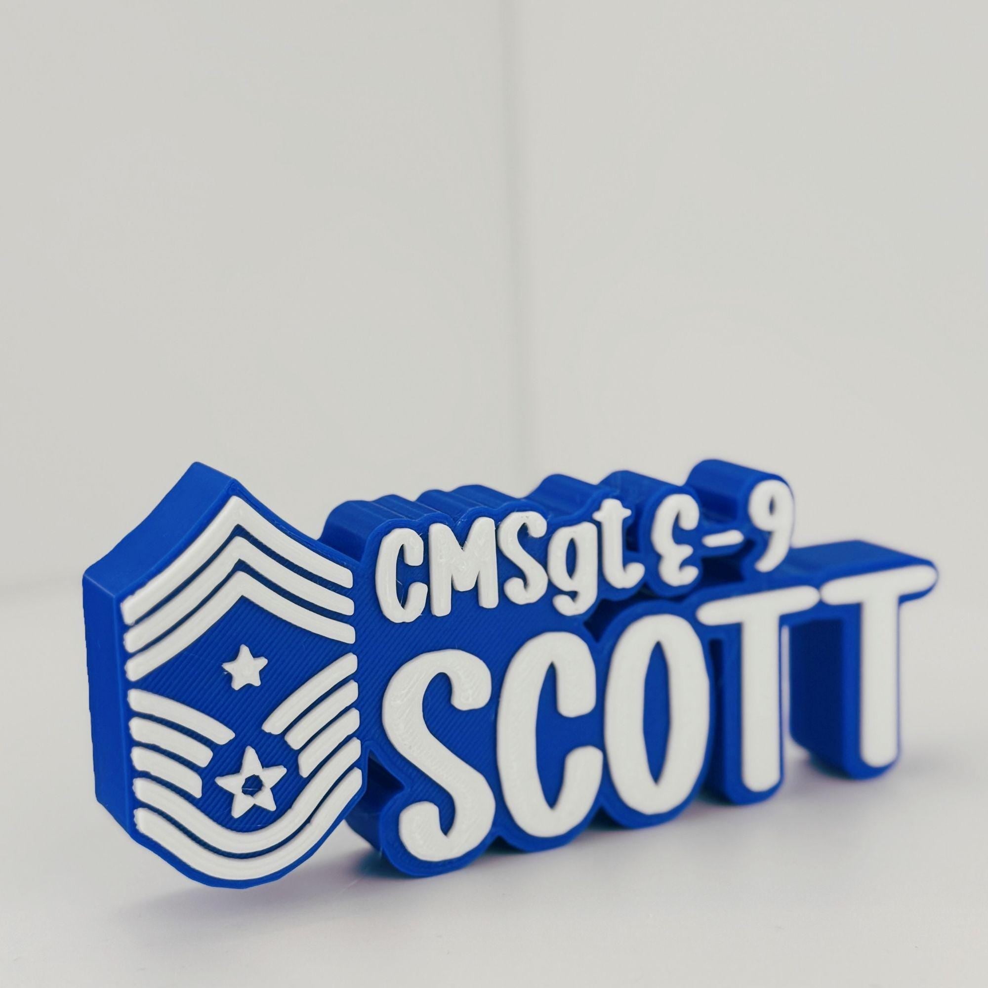 Personalized Air Force Command Chief Master Sergeant Desk Name Plate