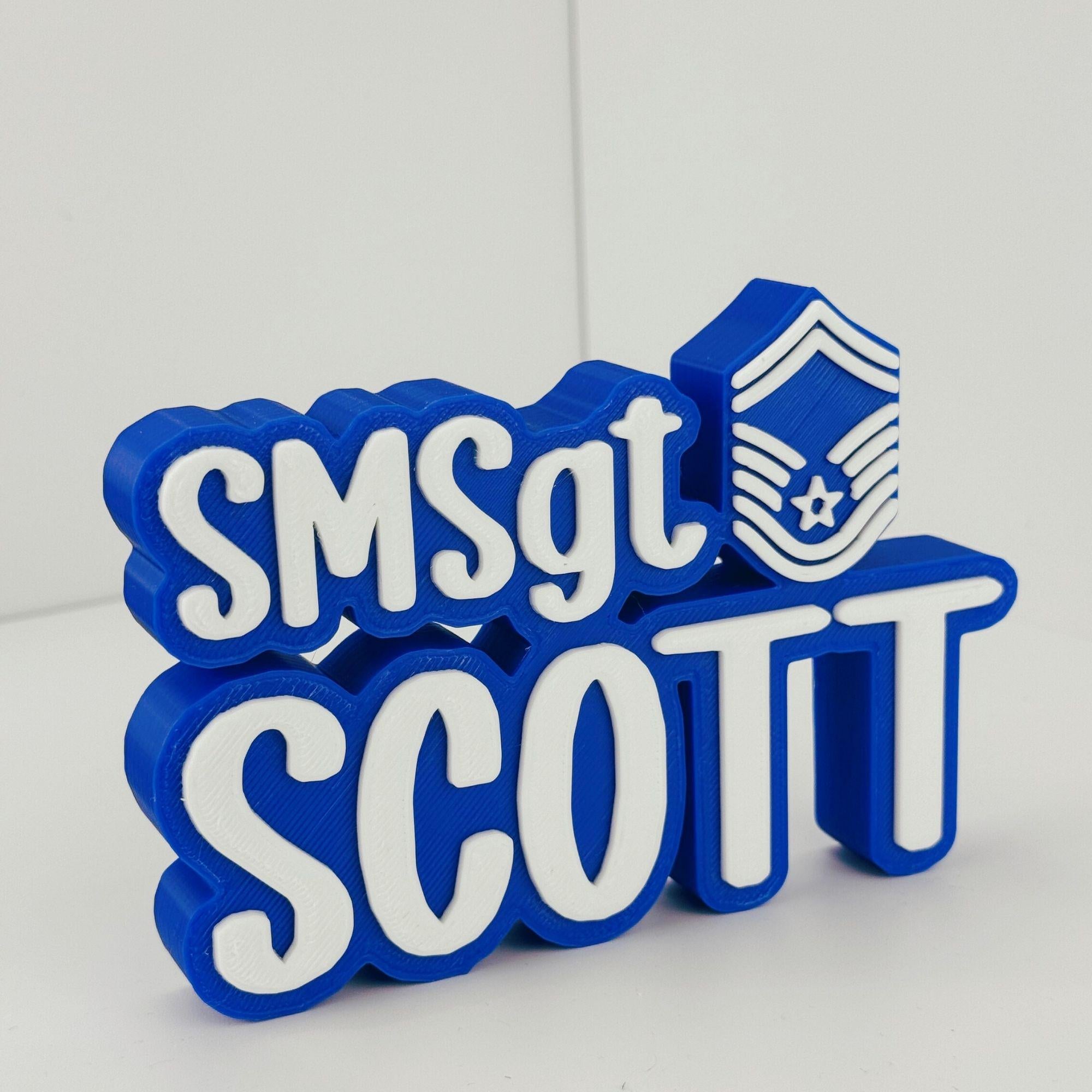 Personalized Air Force Senior Master Sergeant Desk Name Plate
