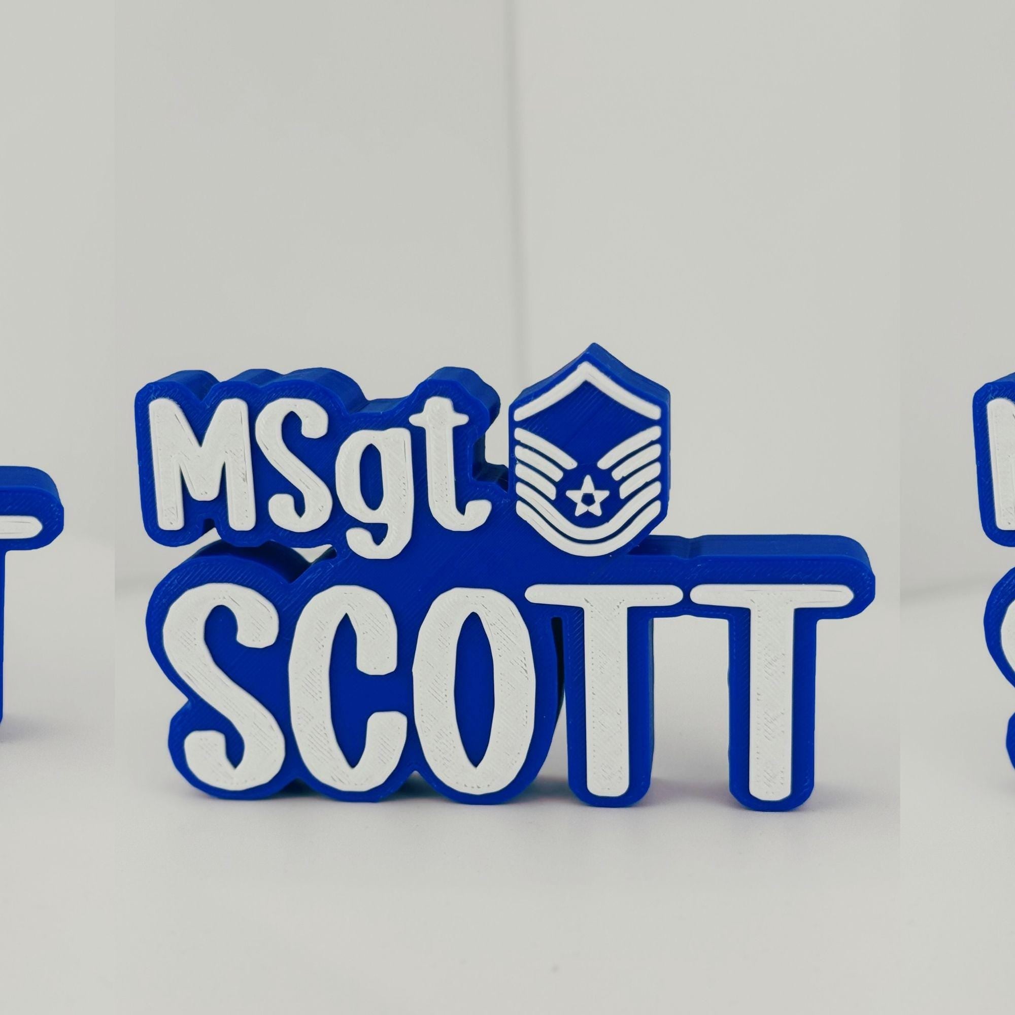 Personalized Air Force Master Sergeant Desk Name Plate