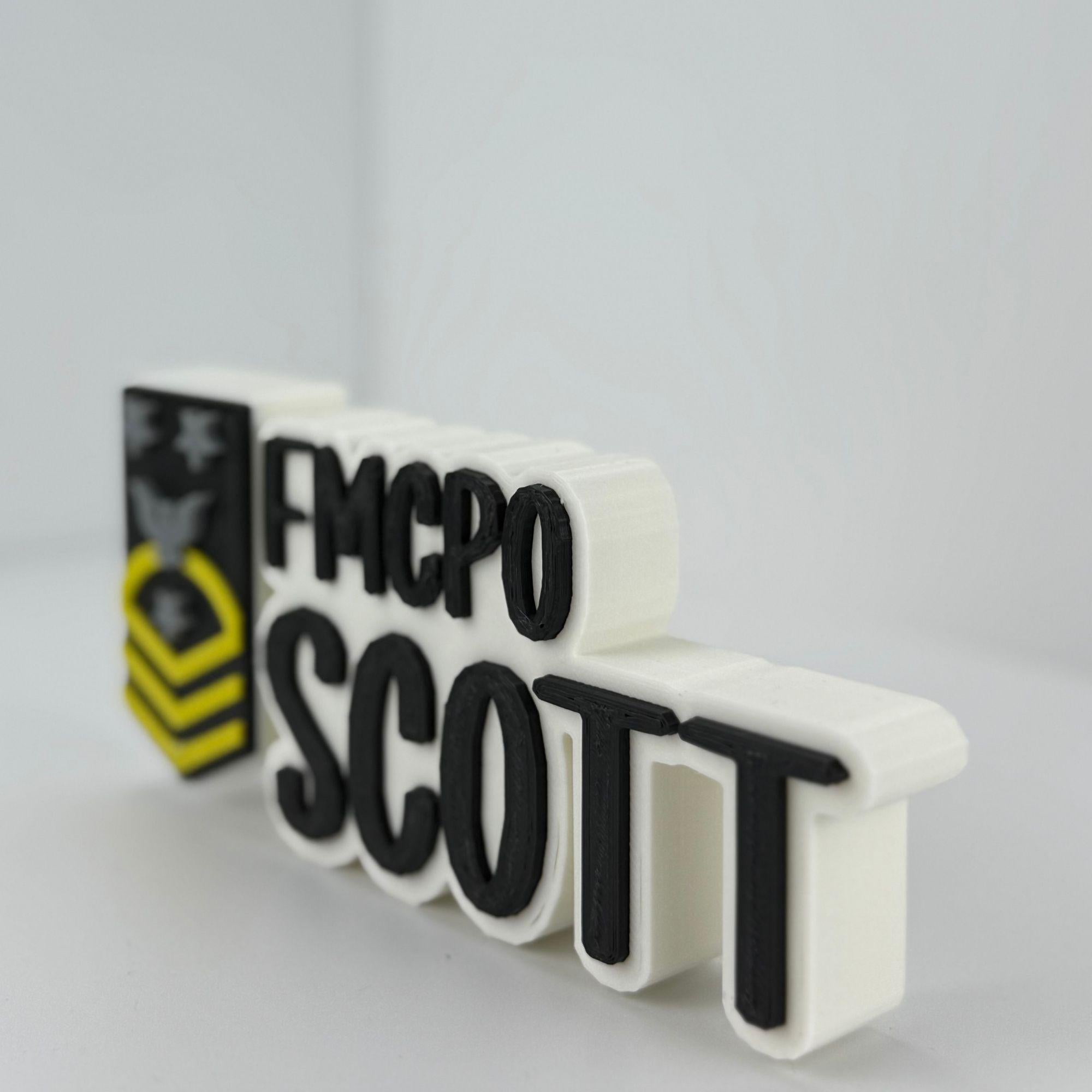 Personalized Navy Fleet Command Master Chief Petty Officer Desk Name Plate